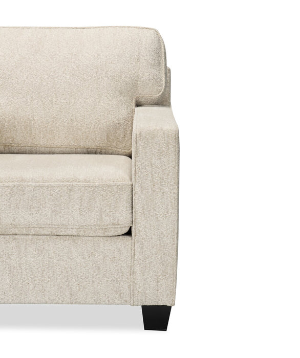 Fauteuil Lennox de 35 po fabriqué au Canada en tissu de chenille avec coussins réversibles et accoudoirs rectilignes - taupe
