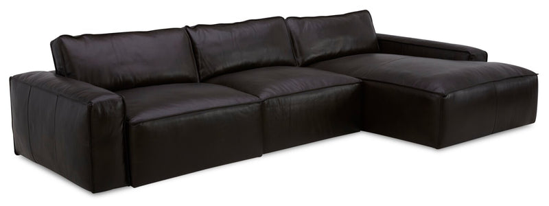 Sofa sectionnel modulaire de droite Sedona 3 pièces en cuir véritable - chocolat