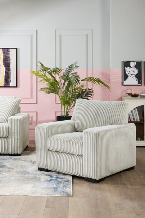 Fauteuil Willow de 40 po en tissu gris clair avec accoudoirs rectilignes et coussins de siège et de dossier réversibles