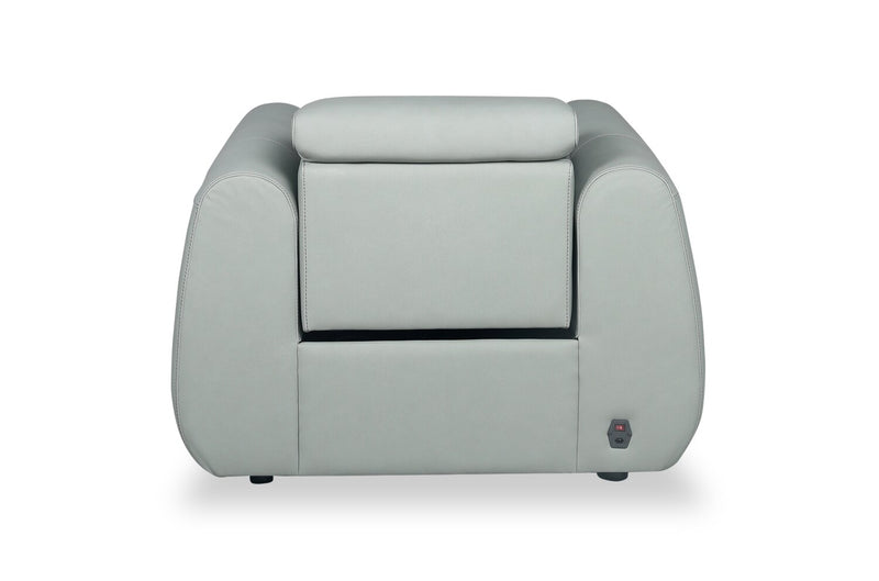 Fauteuil à inclinaison électrique Gianna de 40 po en cuir véritable avec appuie-tête électrique et port USB - bleu spa