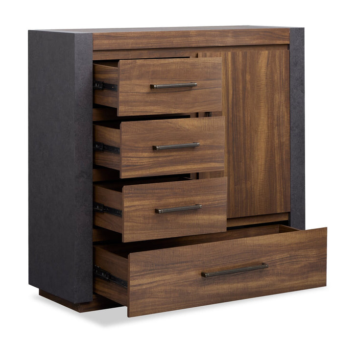 Scott Living Commode verticale Dante de 46 po (L) x 45 po (H) à 4 tiroirs avec armoire de rangement pour la chambre à coucher - brune