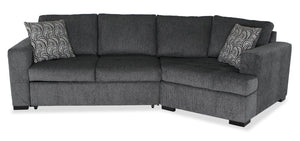 Sofa-lit sectionnel enveloppant de droite Legend 2 pièces fabriqué au Canada en tissu de chenille - gris poivre
