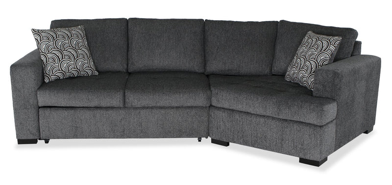 Sofa-lit sectionnel enveloppant de droite Legend 2 pièces fabriqué au Canada en tissu de chenille - gris poivre