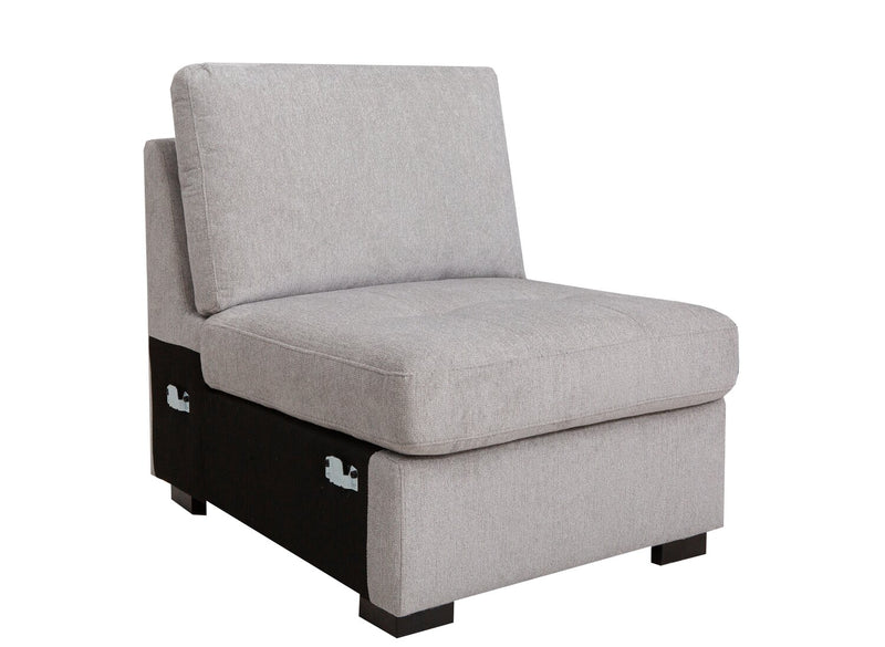 Sofa sectionnel de gauche Vault 6 pièces avec causeuse-lit, 3 fauteuils de rangement et fauteuil long de rangement - gris