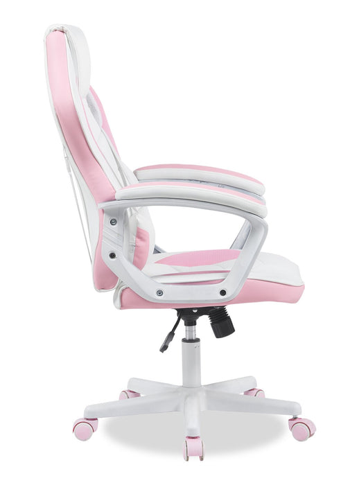 Fauteuil de jeu ergonomique Velocity de 24 po - blanc et rose