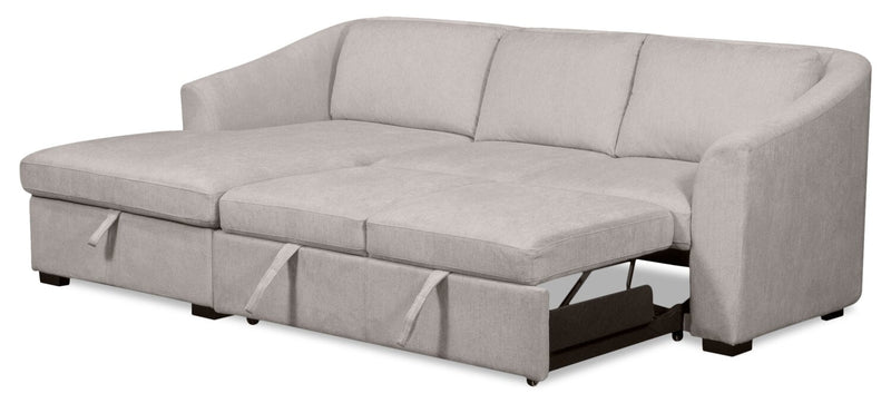 Sofa-lit sectionnel de gauche Envy 2 pièces en tissu de chenille avec fauteuil long de rangement - gris brouillard