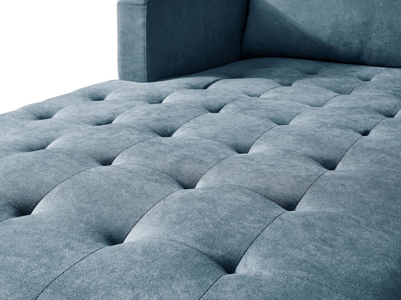 Sofa sectionnel de gauche Metro 2 pièces en tissu avec fauteuil long et coussins de siège capitonnés - bleu denim