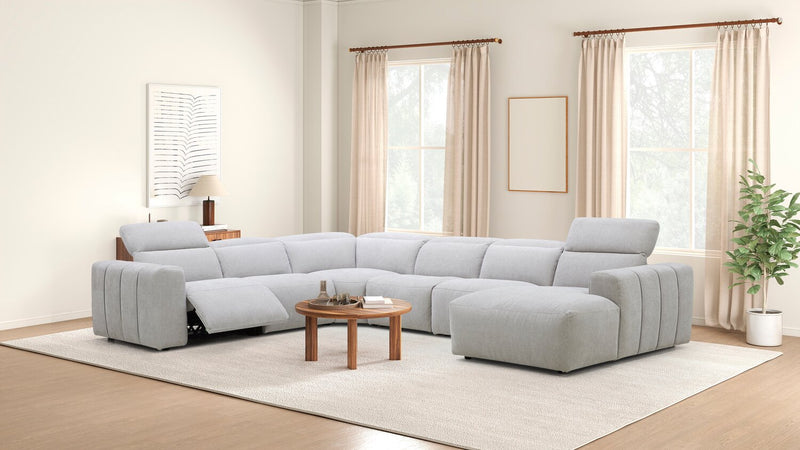 Sofa sectionnel de droite à inclinaison électrique Presidio 6 pièces - poudre