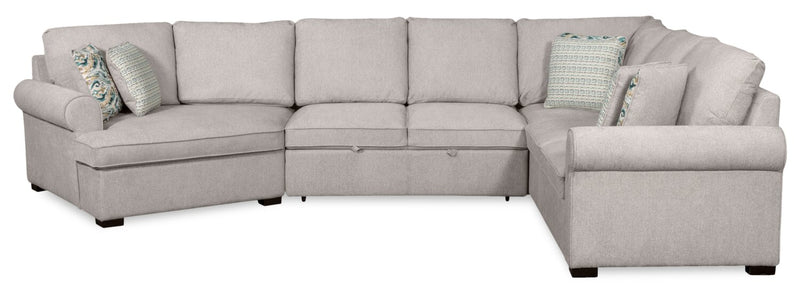 Sofa-lit sectionnel enveloppant de gauche Haven de Scott Living 3 pièces en tissu de chenille - gris 