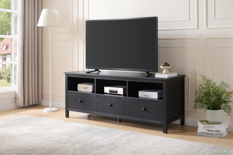 Meuble pour téléviseur moderne Renner de 58 po avec rangement pour téléviseurs de jusqu’à 65 po - noir mat