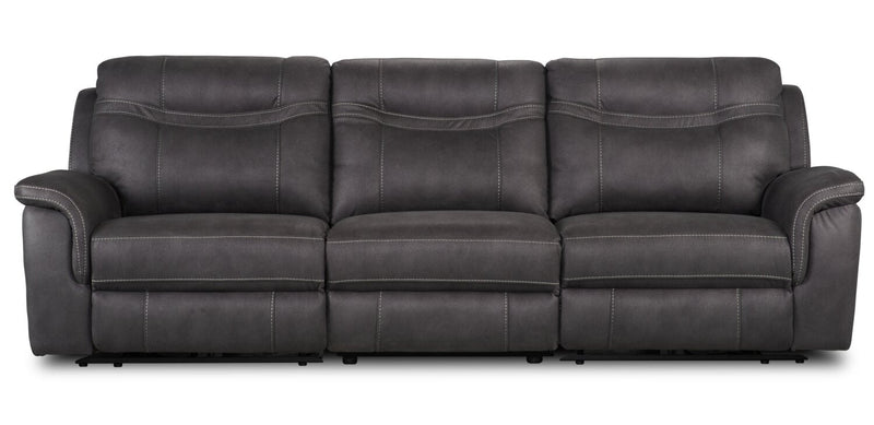 Sofa à inclinaison électrique Floy de 116,5 po en suédine avec appuie-têtes électriques et ports USB - gris