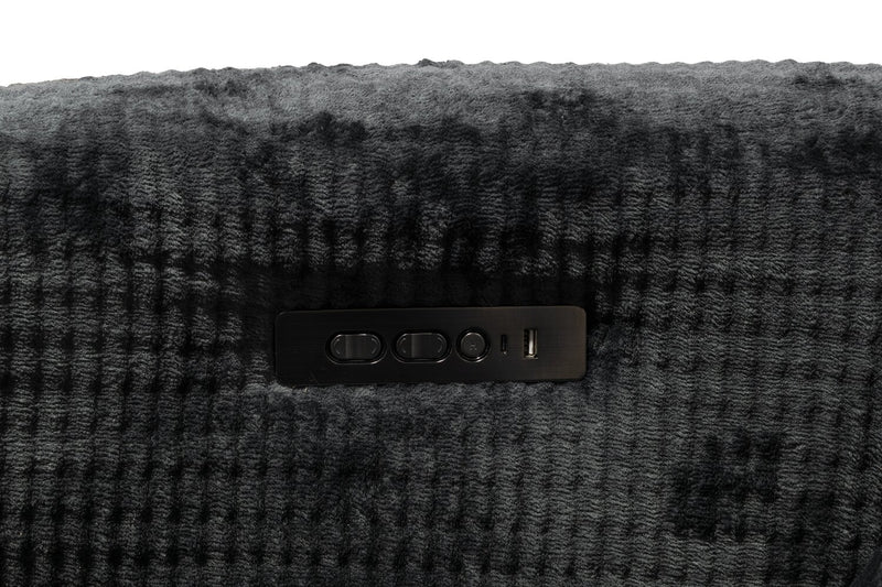 Fauteuil pivotant coulissant à inclinaison électrique Remi de 38 po en tissu avec ports USB - anthracite 