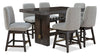 Ensemble de salle à manger Metro 7 pièces de hauteur comptoir avec table de 66 po (L), 6 chaises et support à vin intégré - brun et beige