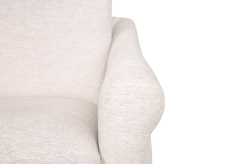 Sofa Mallie de 84 po en tissu de chenille avec accoudoirs enroulés et pattes en bois - blanc coquillage