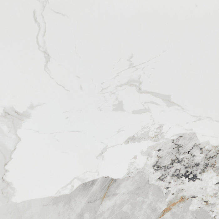 Table de salle à manger Alwin avec dessus en pierre frittée, base en forme de sablier et touches dorées - 47,25 po (L), ronde - brune