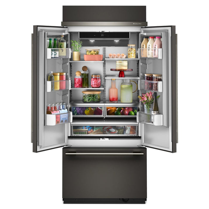 Réfrigérateur KitchenAid de 20,8 pi3 et de 36 po à portes françaises à congélateur inférieur - minerai noir - KBFN536SBE