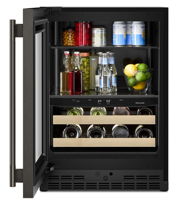 Refroidisseur à boissons KitchenAid de 24 po avec grilles à devant en bois - minerai noir - KUBL524SBE
