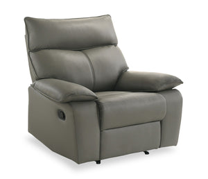 Fauteuil inclinable Matteo de 42 po en cuir véritable - gris Aviarah