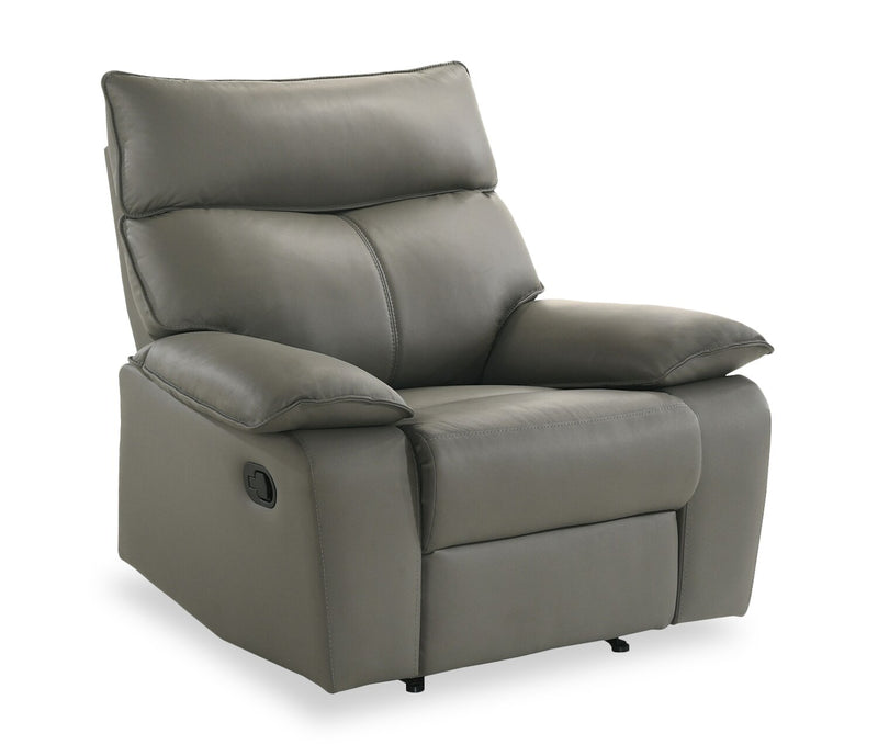 Fauteuil inclinable Matteo de 42 po en cuir véritable - gris Aviarah