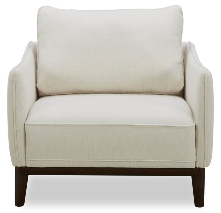 Fauteuil Gena de Cindy Crawford Home de 38,5 po en tissu d’apparence lin avec coussin de dossier amovible - blanc coton