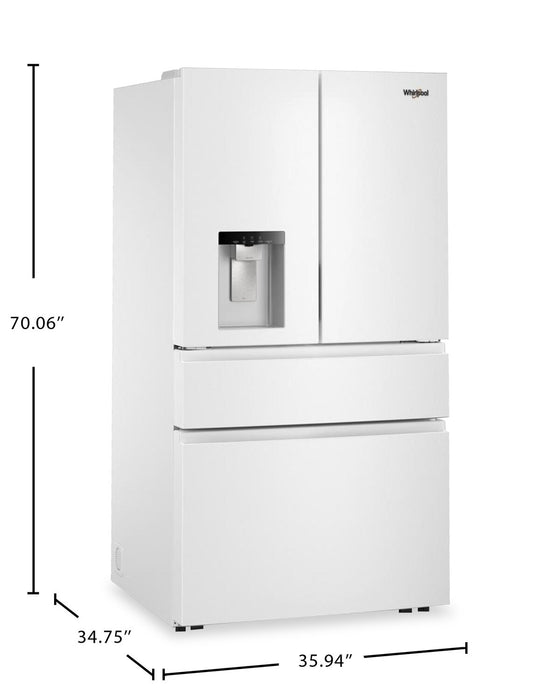 Réfrigérateur Whirlpool de 36 po et de 29 pi3 à portes françaises - blanc - WRMF3536SW