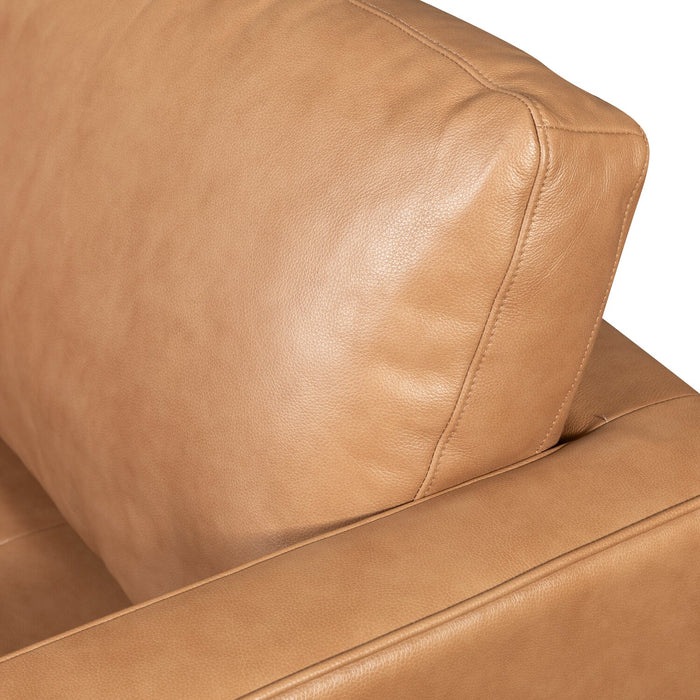 Sofa sectionnel de gauche Edge 2 pièces en cuir véritable avec pattes en bois et coussins de dossier amovibles - brun