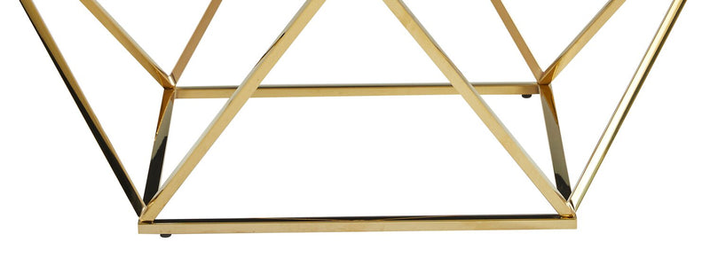 Table à café carrée moderne Amanda de 31,5 po - dessus en marbre blanc avec base en métal doré