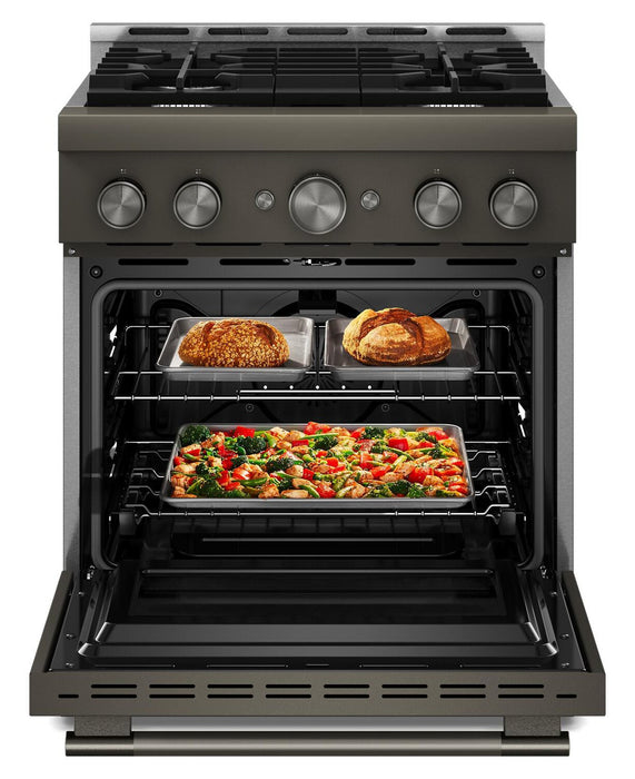 Cuisinière à gaz KitchenAid de 4,1 pi3 avec mode de friture à air sans préchauffage - minerai noir - KFGS930SBE