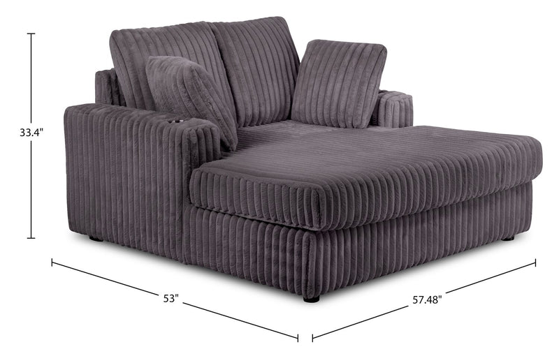 Fauteuil long de détente Kenny de 52,8 po en tissu de fausse fourrure très douce - gris 