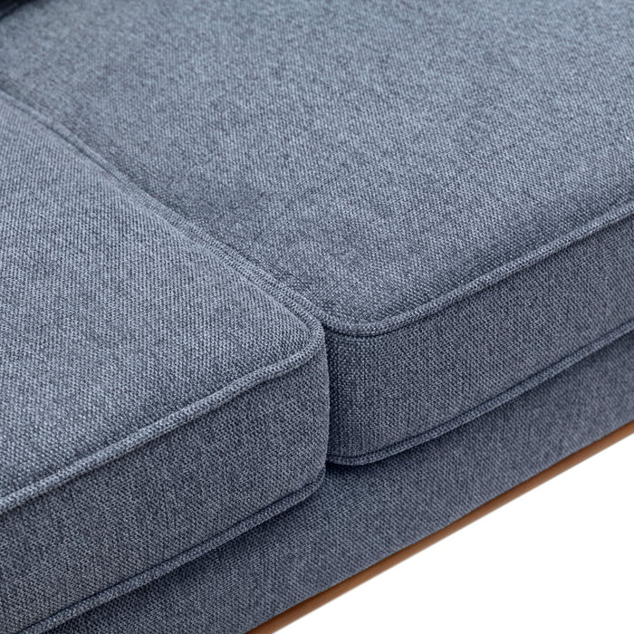 Sofa Kassia de Kort & Co. de 80 po de format condo en tissu d’apparence lin avec base et pattes en bois - bleu
