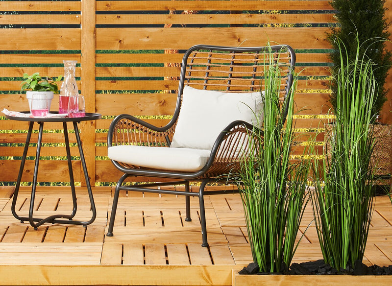 Fauteuil Maki pour la terrasse à l’extérieur - osier en résine tressé à la main, résistant aux rayons UV et aux intempéries - naturelle