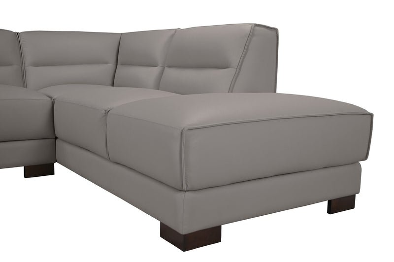 Sofa sectionnel de droite Citadel 3 pièces en cuir véritable de qualité supérieure avec pattes en bois - gris
