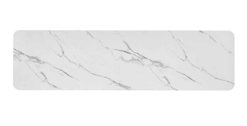 Desserte de salle à manger Capri de Kort & Co. de 66 po (L) avec rangement, dessus en imitation de marbre et touches dorées - noire et blanche