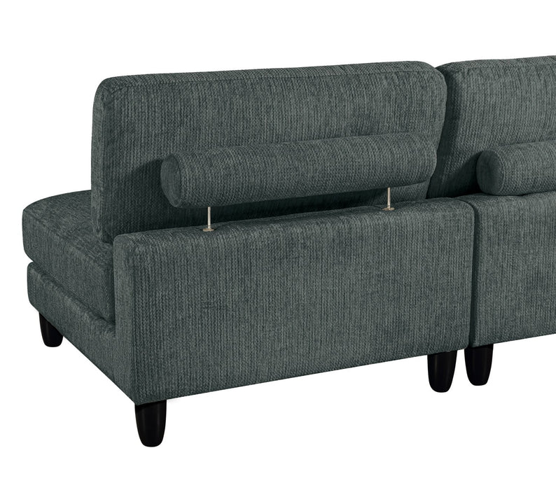 Sofa sectionnel modulaire sans accoudoirs Lounge 5 pièces en chenille - gris