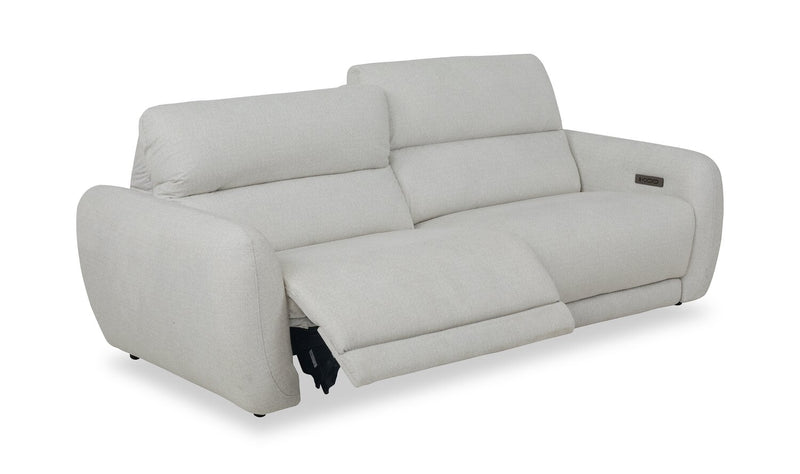 Sofa à inclinaison électrique Kailyn de Cindy Crawford Home de 92 po en tissu avec appuie-têtes électriques- beige 