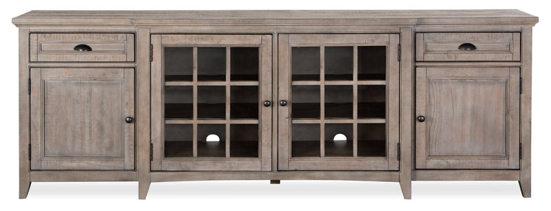 Meuble pour téléviseur traditionnel Wesley de 90 po avec rangement et système de gestion des câbles pour téléviseurs jusqu’à 95 po - gris tourterelle