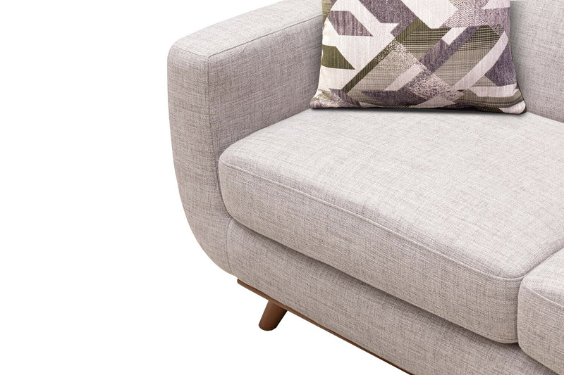 Sofa Freeman Kort & Co. de 88 po en tissu d’apparence lin avec pattes en bois et coussins de dossier capitonnés - blanc colombe