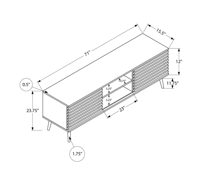 Meuble pour téléviseur rustique Gemma de 72 po avec rangement et système de gestion des câbles pour téléviseurs jusqu’à 80 po - brun