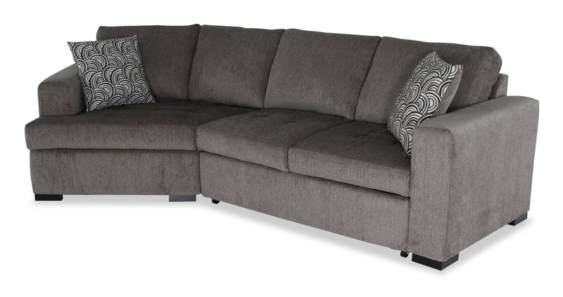 Sofa-lit sectionnel enveloppant de gauche Legend 2 pièces fabriqué au Canada en tissu de chenille - brun étain