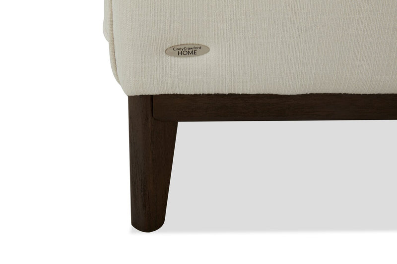 Fauteuil Gena de Cindy Crawford Home de 38,5 po en tissu d’apparence lin avec coussin de dossier amovible - blanc coton
