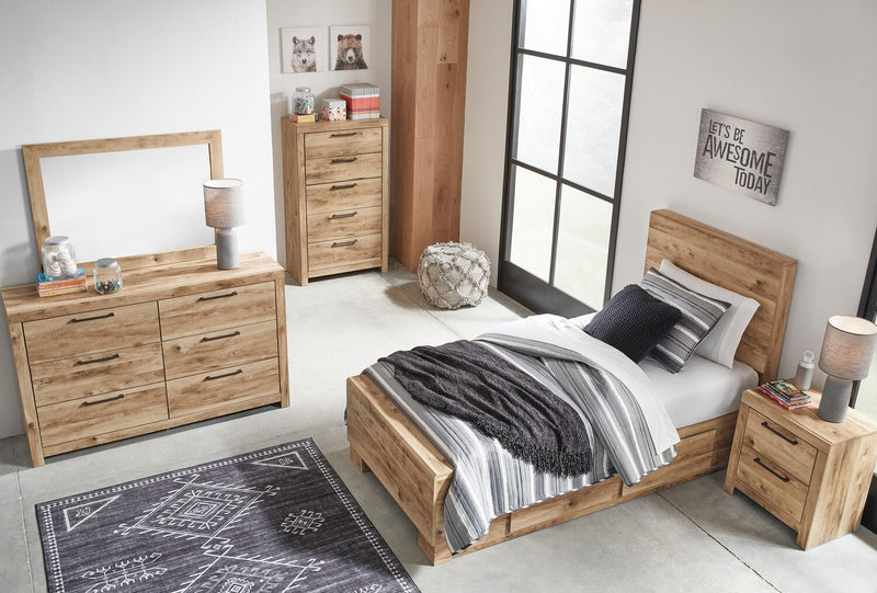 Tête de lit à panneau Derekson pour enfants, naturelle - format lit simple