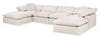 Sofa sectionnel modulaire Eclipse 6 pièces en tissu d’apparence lin avec poufs et coussins réversibles en duvet et plumes - blanc lin