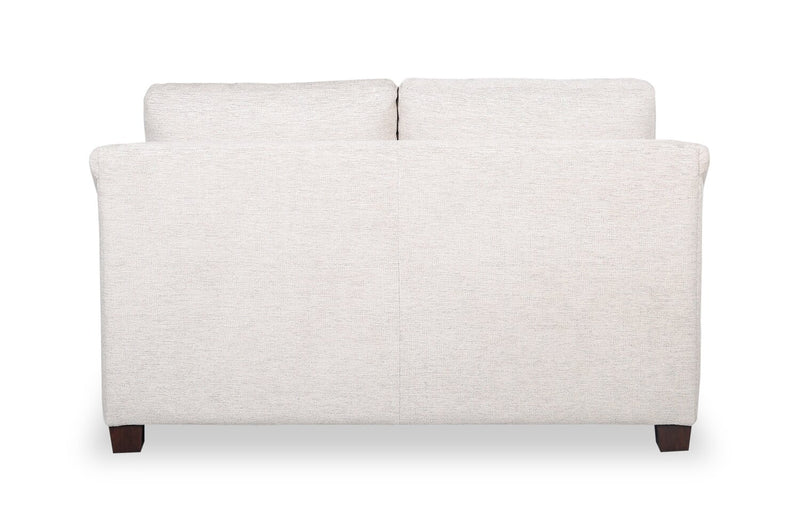 Causeuse Mallie de 60 po en tissu de chenille avec accoudoirs enroulés et pattes en bois - blanc coquillage