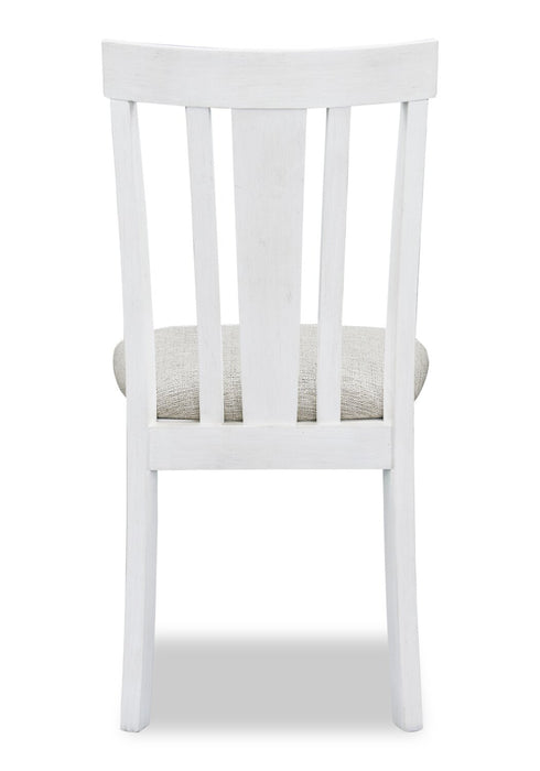 Chaise de salle à manger Brook en tissu de polyester - blanche et grise