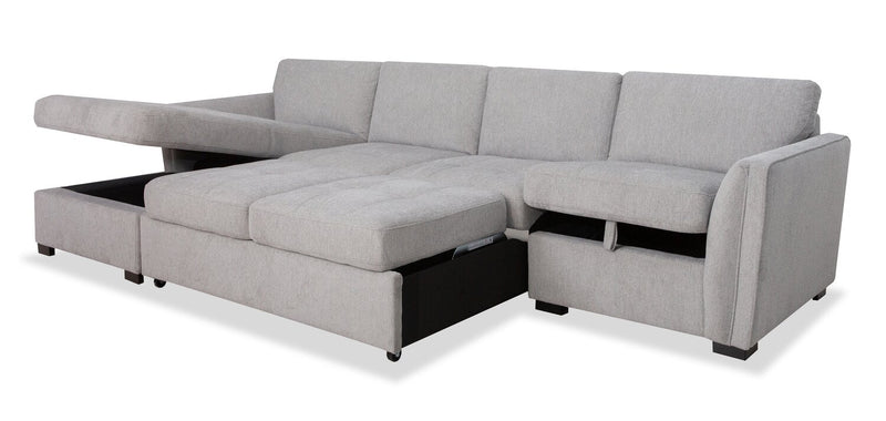 Sofa sectionnel de gauche Vault 3 pièces avec causeuse-lit, fauteuil long de rangement et fauteuil de rangement - gris