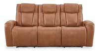 Sofa à inclinaison électrique Titan de Shaquille O’Neal Home de 92 po en cuir véritable avec confort Shaq-o-pedic - terre