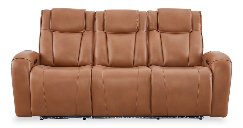 Sofa à inclinaison électrique Titan de Shaquille O’Neal Home de 92 po en cuir véritable avec confort Shaq-o-pedic -  terre