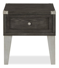  Table de bout industrielle London de 19 po - fini en bois gris et pattes en métal argenté    