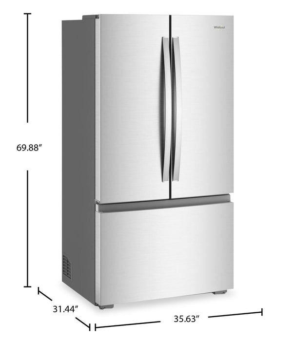 Réfrigérateur Whirlpool de 24 pi3 et de 36 po de profondeur comptoir véritable à portes françaises - acier inoxydable - WRFC3036RZ