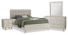 Ensemble de chambre à coucher de style moderne du milieu du 20e siècle Cami 6 pièces en chêne gris avec lit, commode - format grand lit